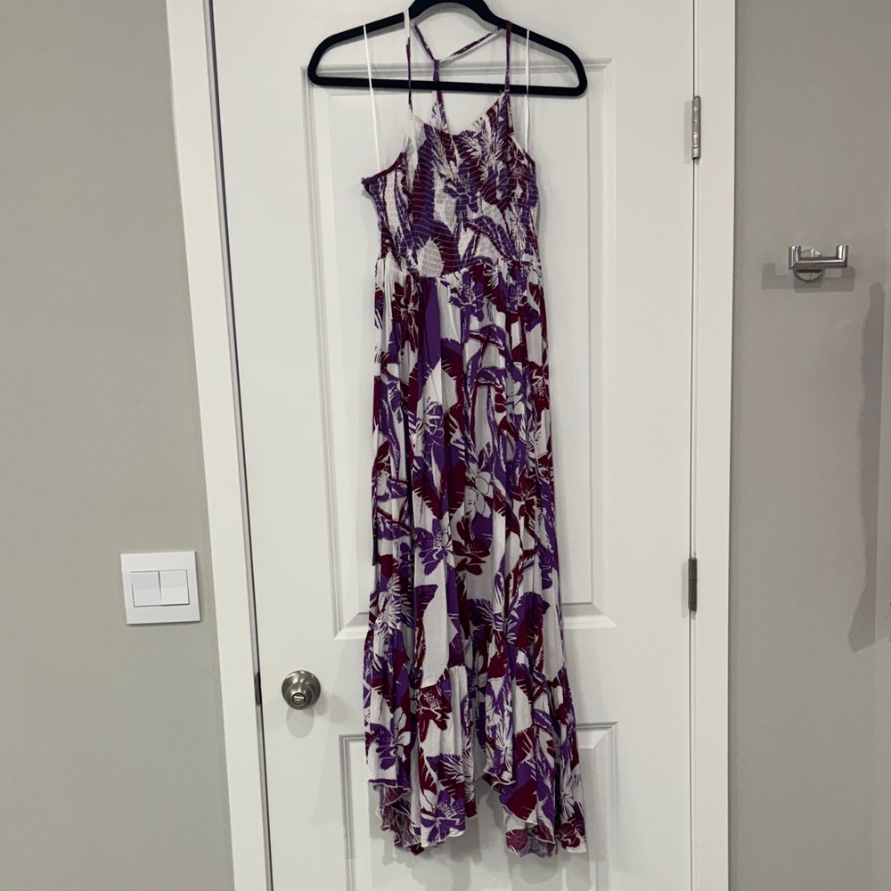Elegant Purple and White Floral Maxi Dress